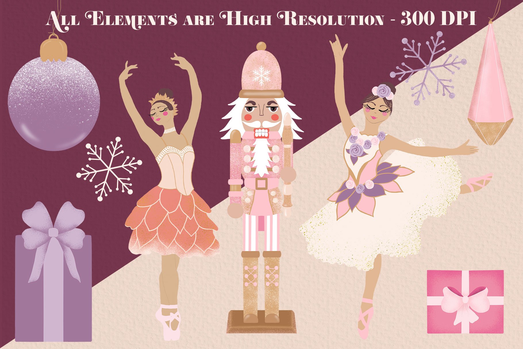 Sugarplum Nutcracker Clipart Bundle preview image.