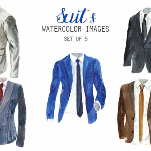 Watercolor Suits Clipart cover image.