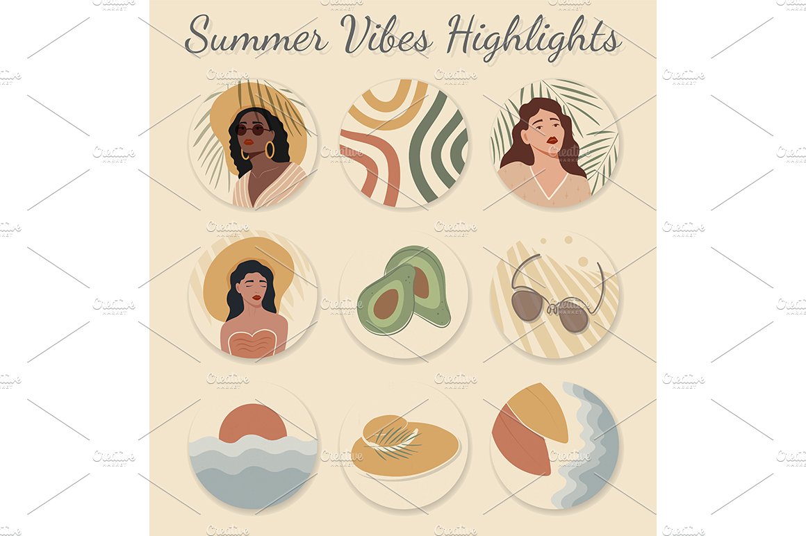 Social media summer highlight icons cover image.