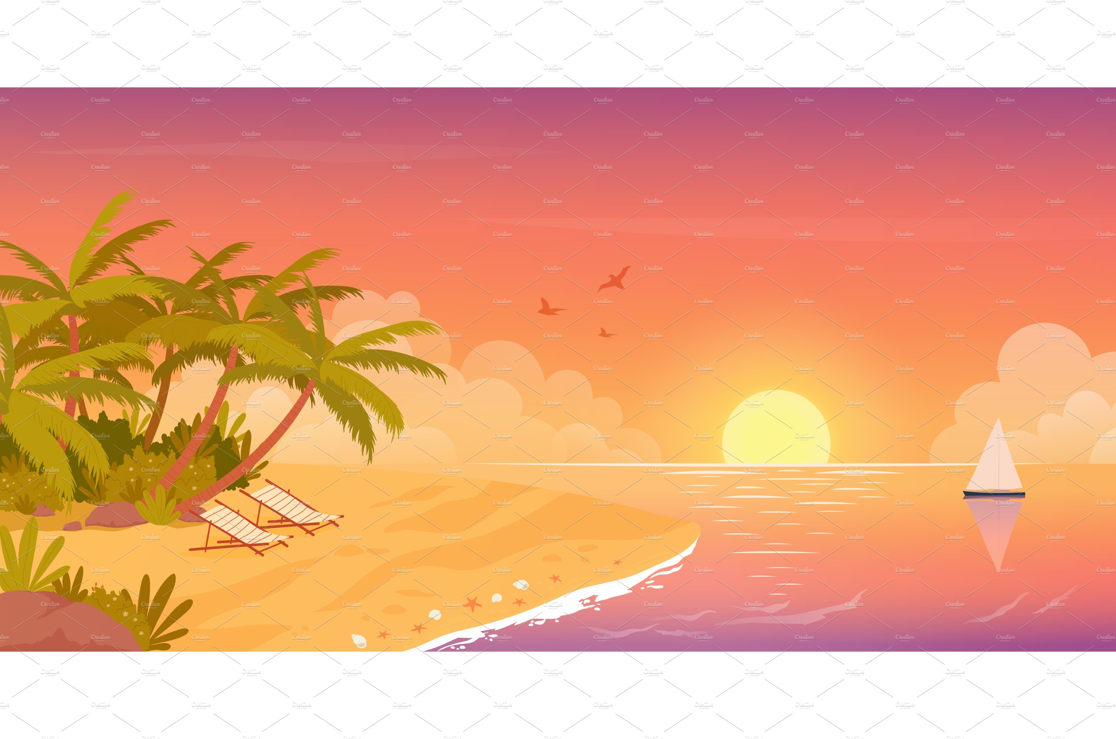 Beach calm sunset seaside landscape cover image.