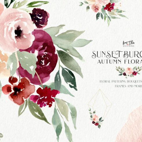 Sunset Burgundy Floral Set cover image.