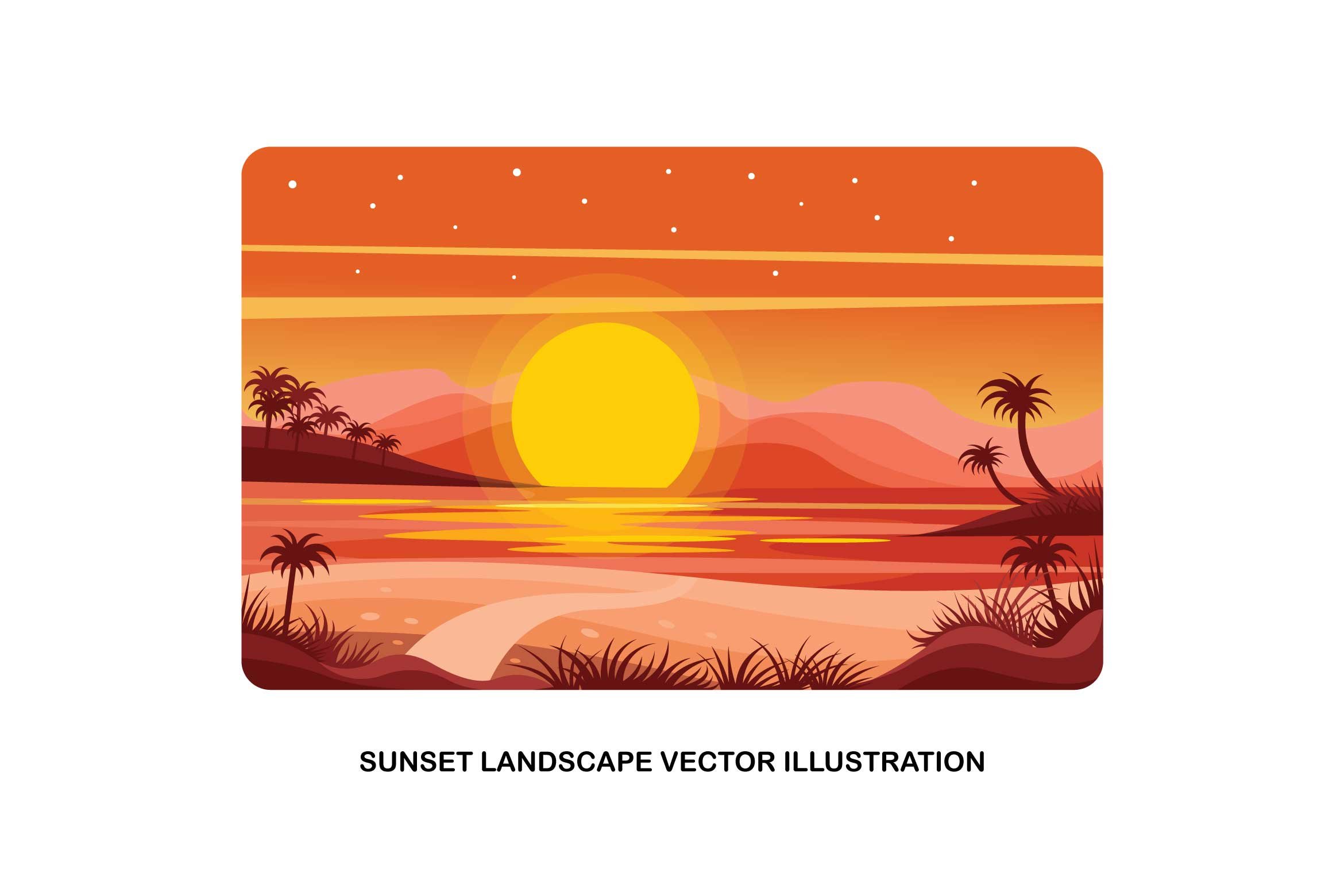 Sunset Landscape Vector Illustration cover image.