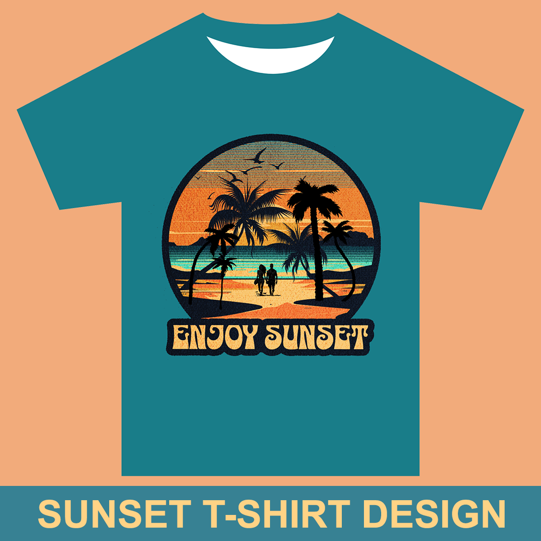 Sunset beach T-shirt preview image.