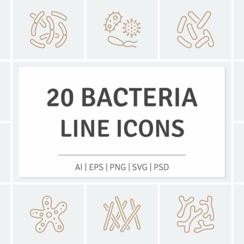 Bacteria Line Icons cover image.