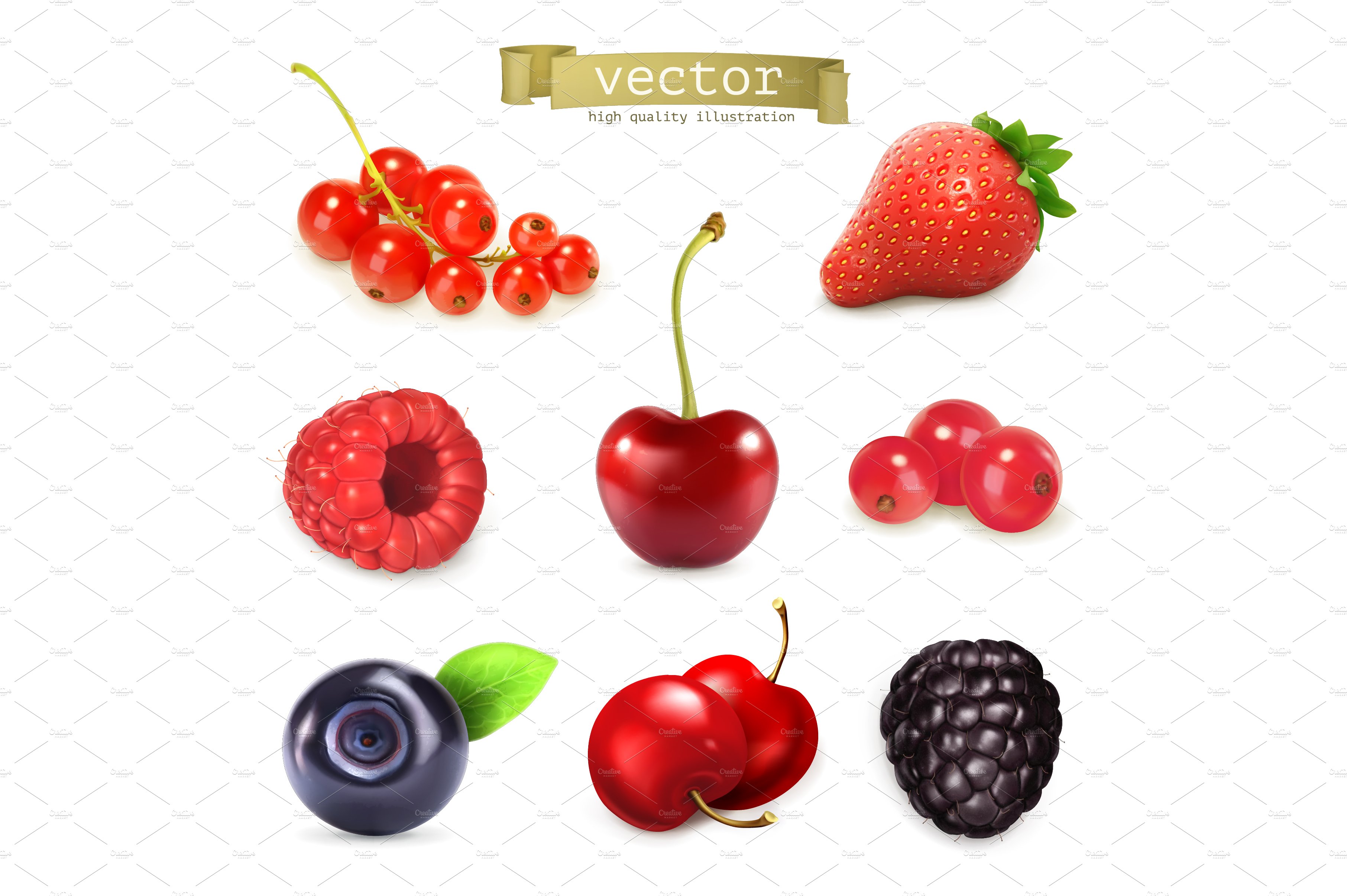 Sweet berries, vector illustration cover image.