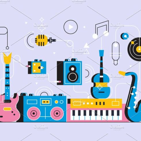 Musical instruments set cover image.