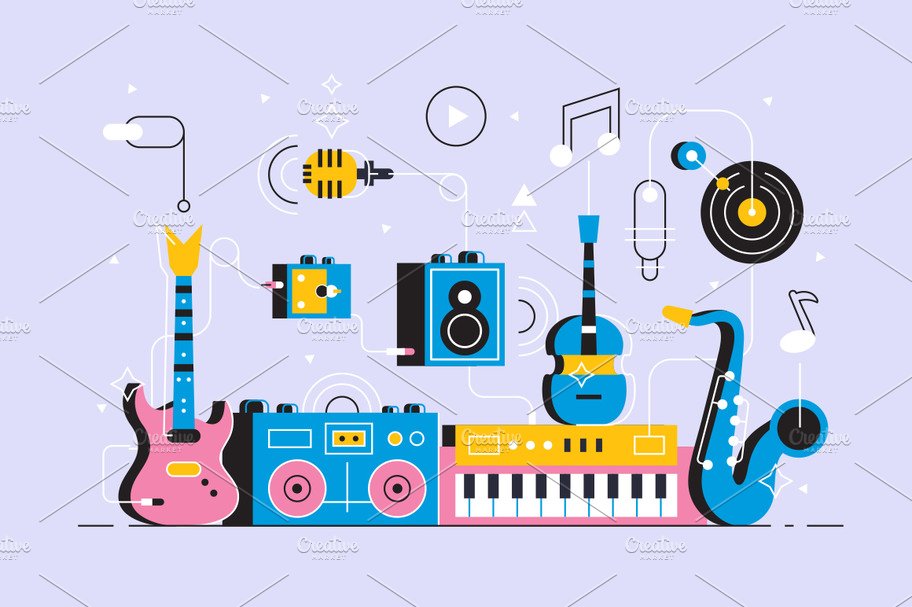 Musical instruments set cover image.