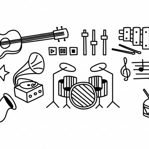 Set of musical instruments, player cover image.