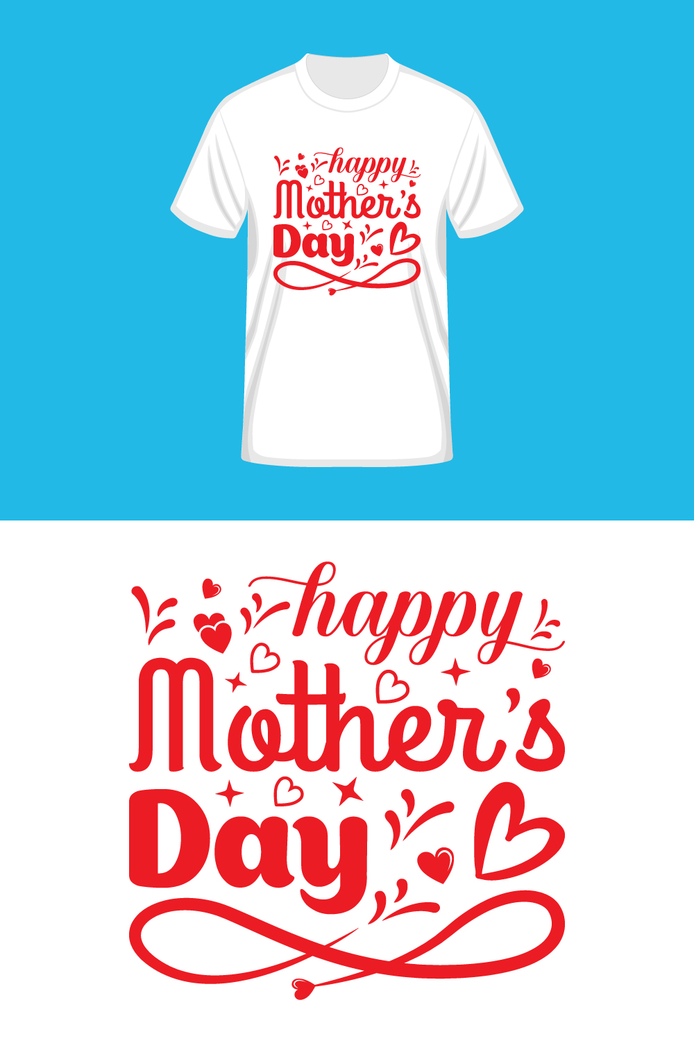 Happy mother's day t-shirt design only for $8 pinterest preview image.
