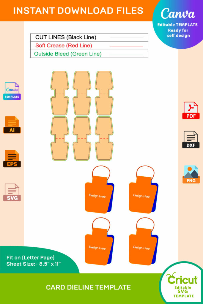 TShart Card Display Dieline Template MasterBundles