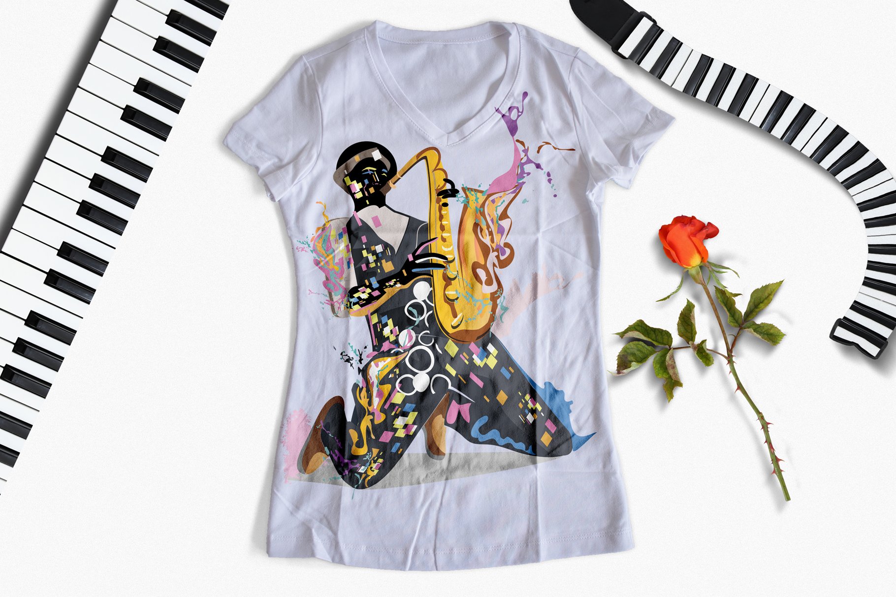 t shirt and music rose scene 732