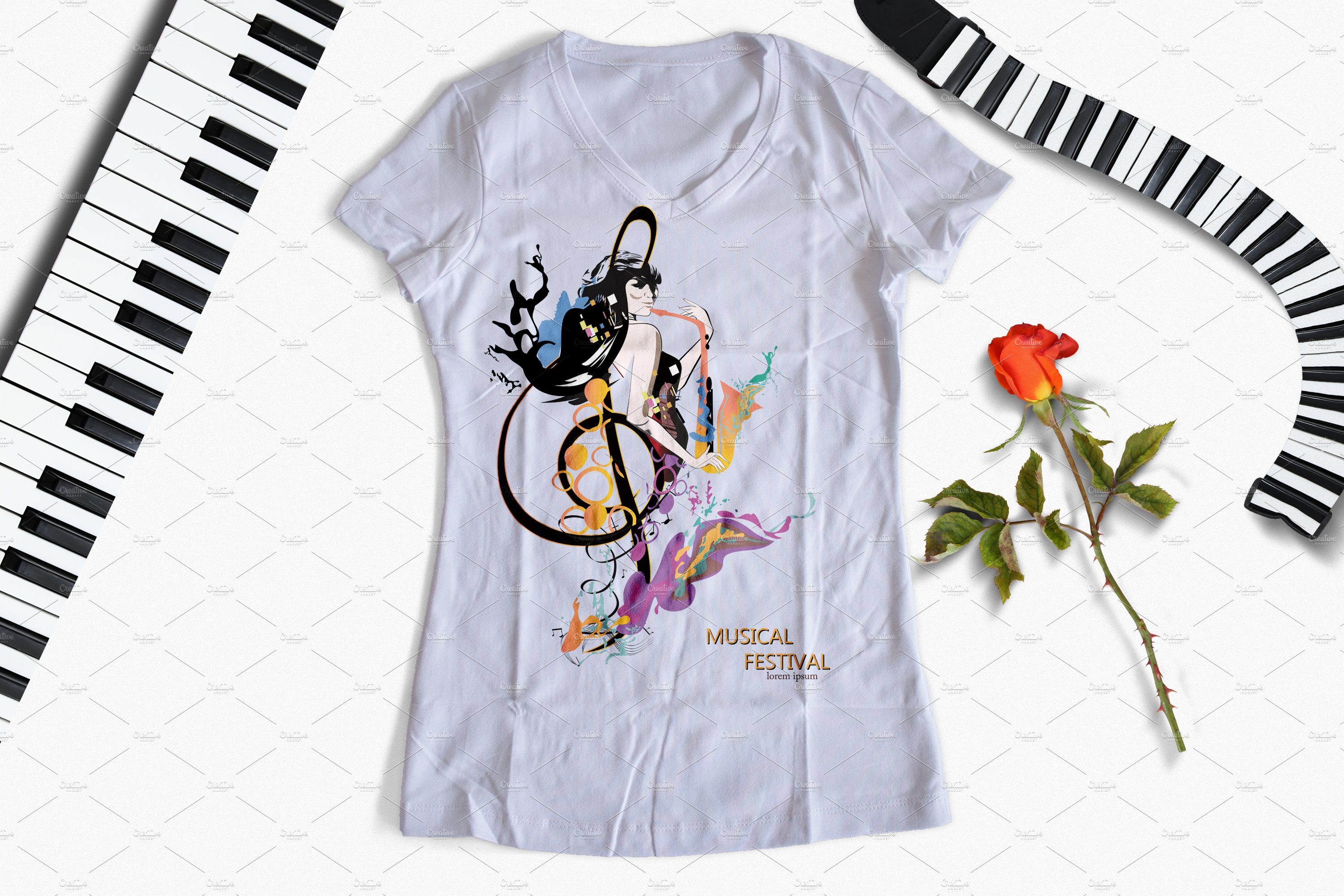 t shirt and music rose scene 28229 768