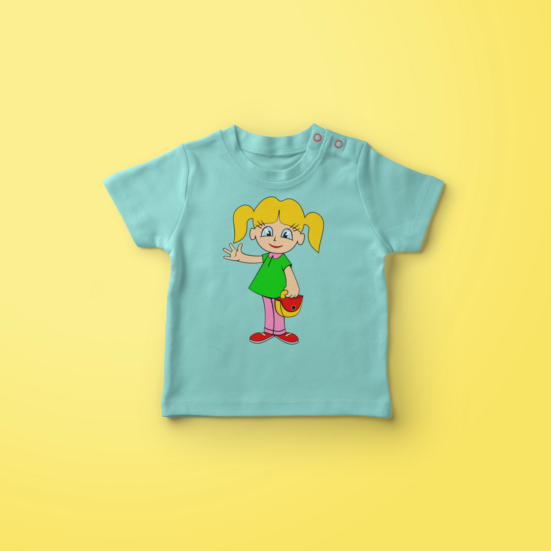 Cartoon Little Girl Sublimation Kids T-Shirt Design preview image.