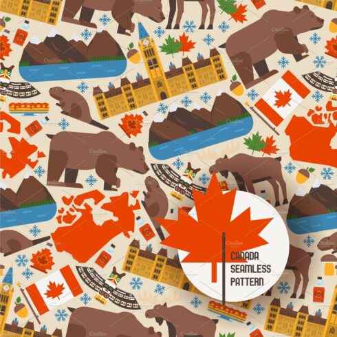 Canadian symbols and main landmarks cover image.