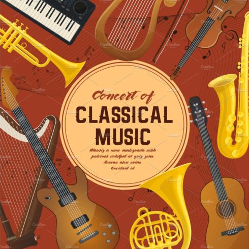Poster for classical music instruments, sound cover image.