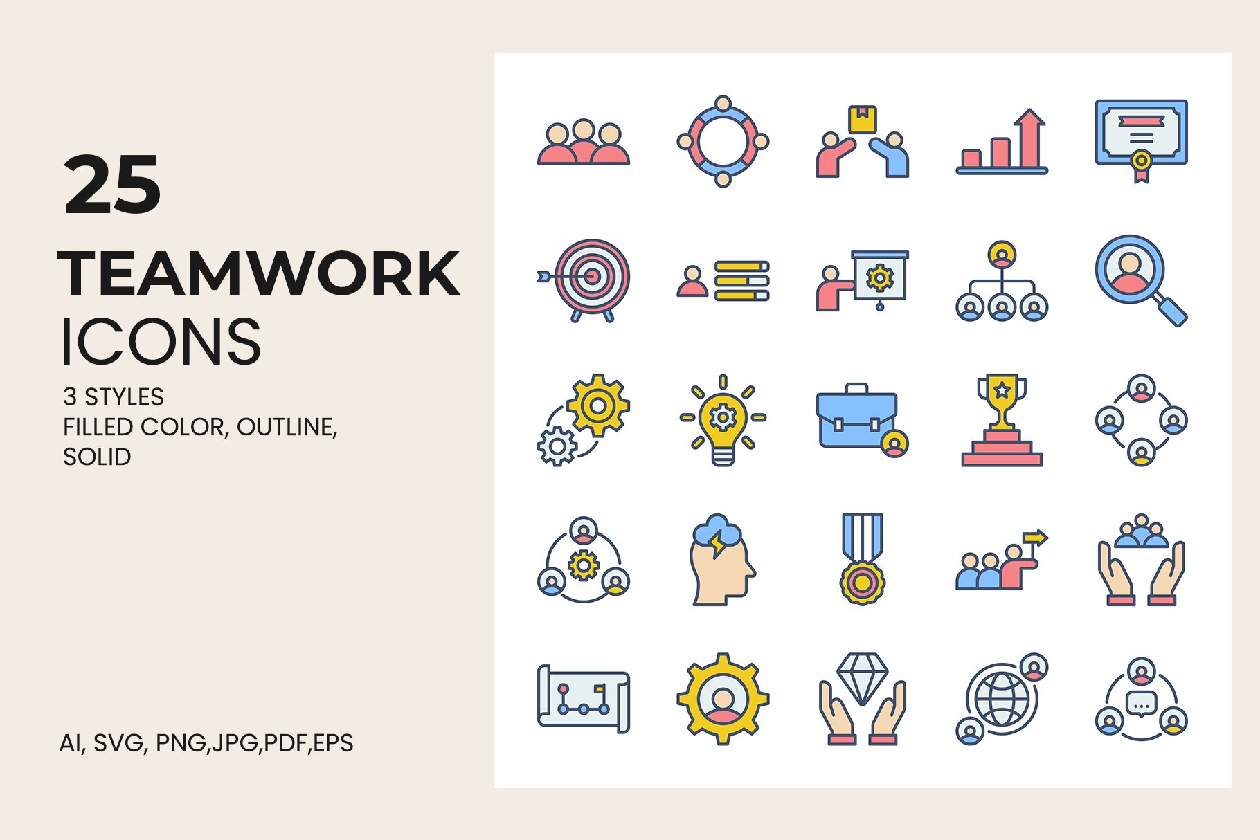 Teamwork Icons 3 Styles cover image.
