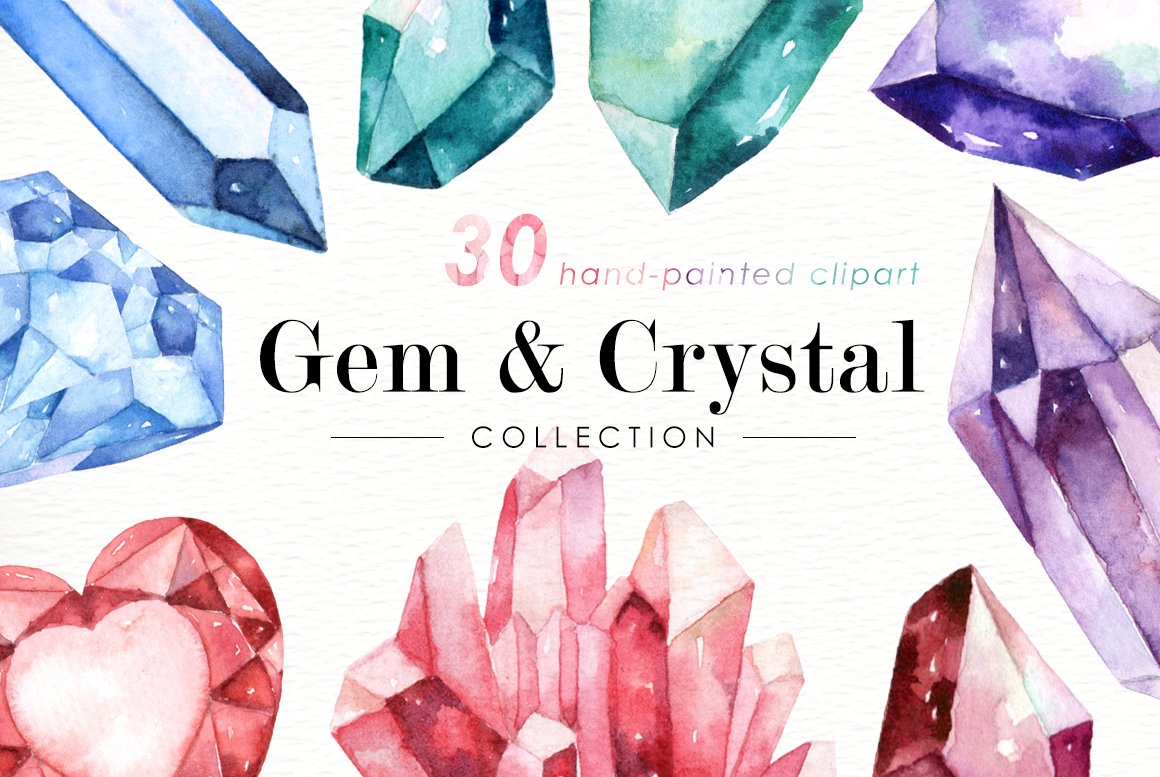 Gem & Crystal Watercolor Collection cover image.