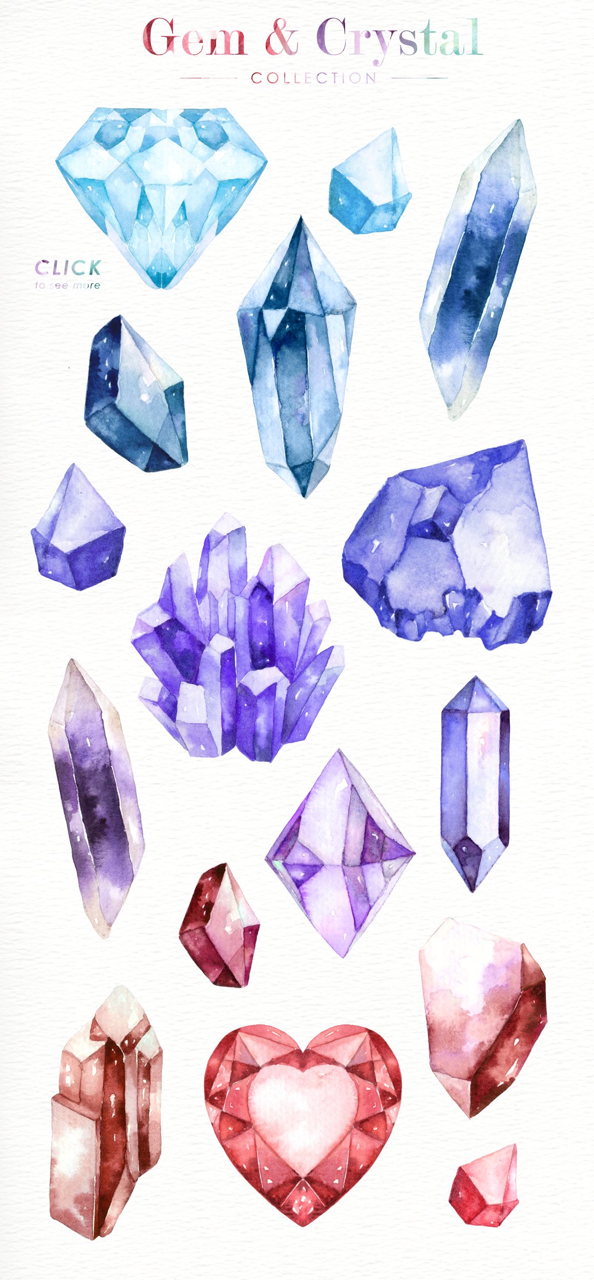 Gem & Crystal Watercolor Collection preview image.
