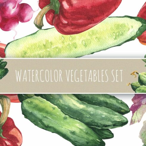 Watercolors vegetables and patterns cover image.