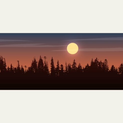 Panorama of view to trees on sunset cover image.