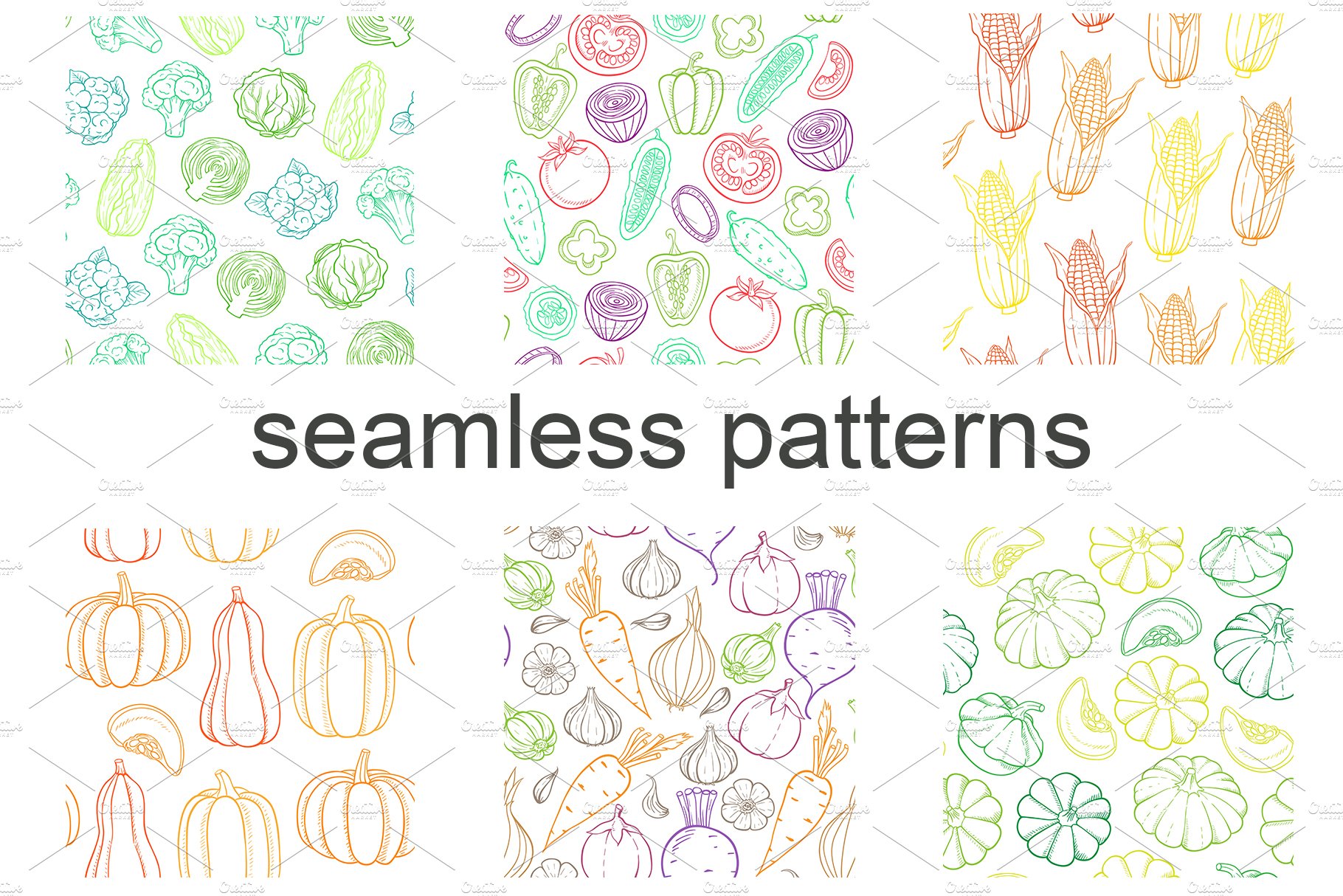 Doodle Vegetables Design Kit preview image.