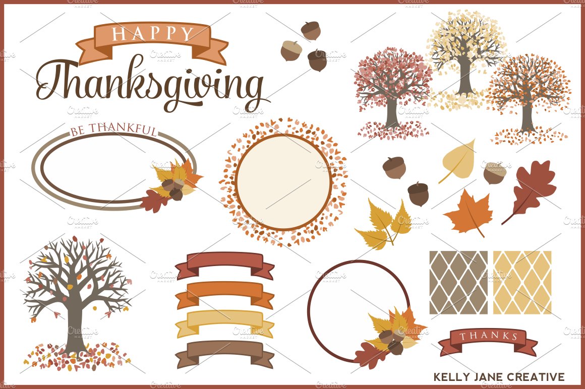 Autumn Trees, Leaves & Acorns Vector cover image.