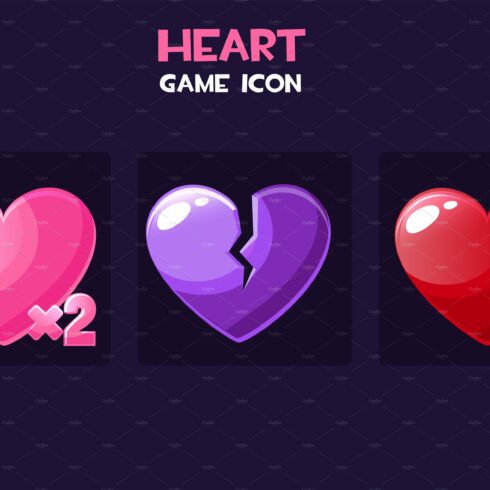 Concept set game hearts icons for cover image.