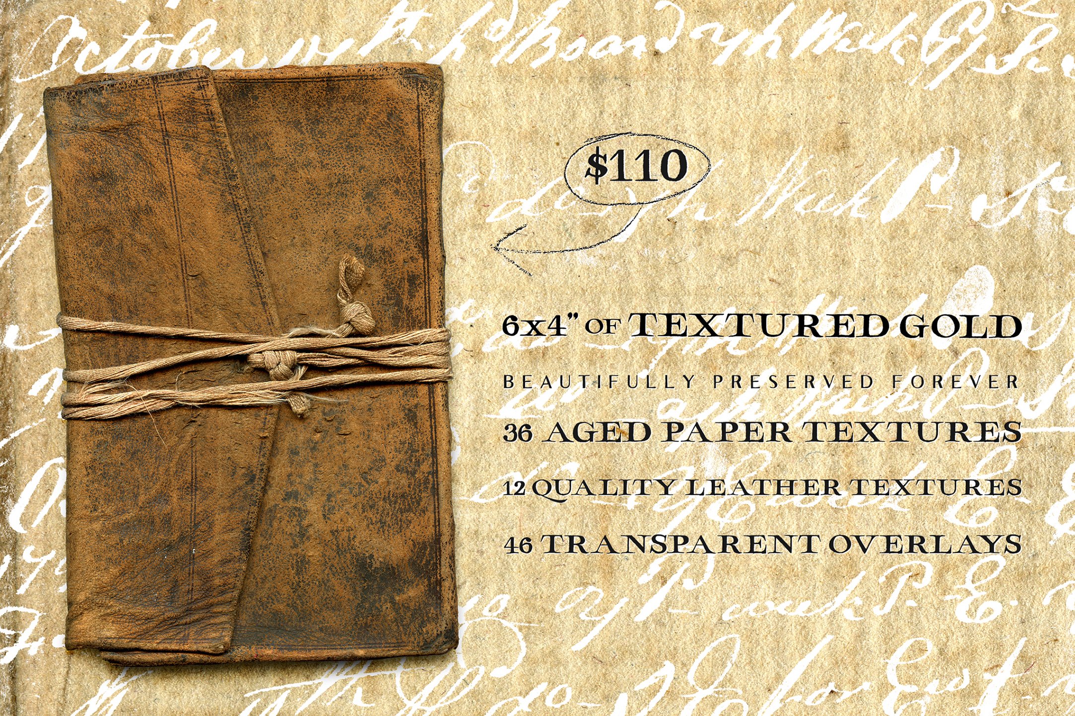 94 Vintage Leather & Paper Textures preview image.