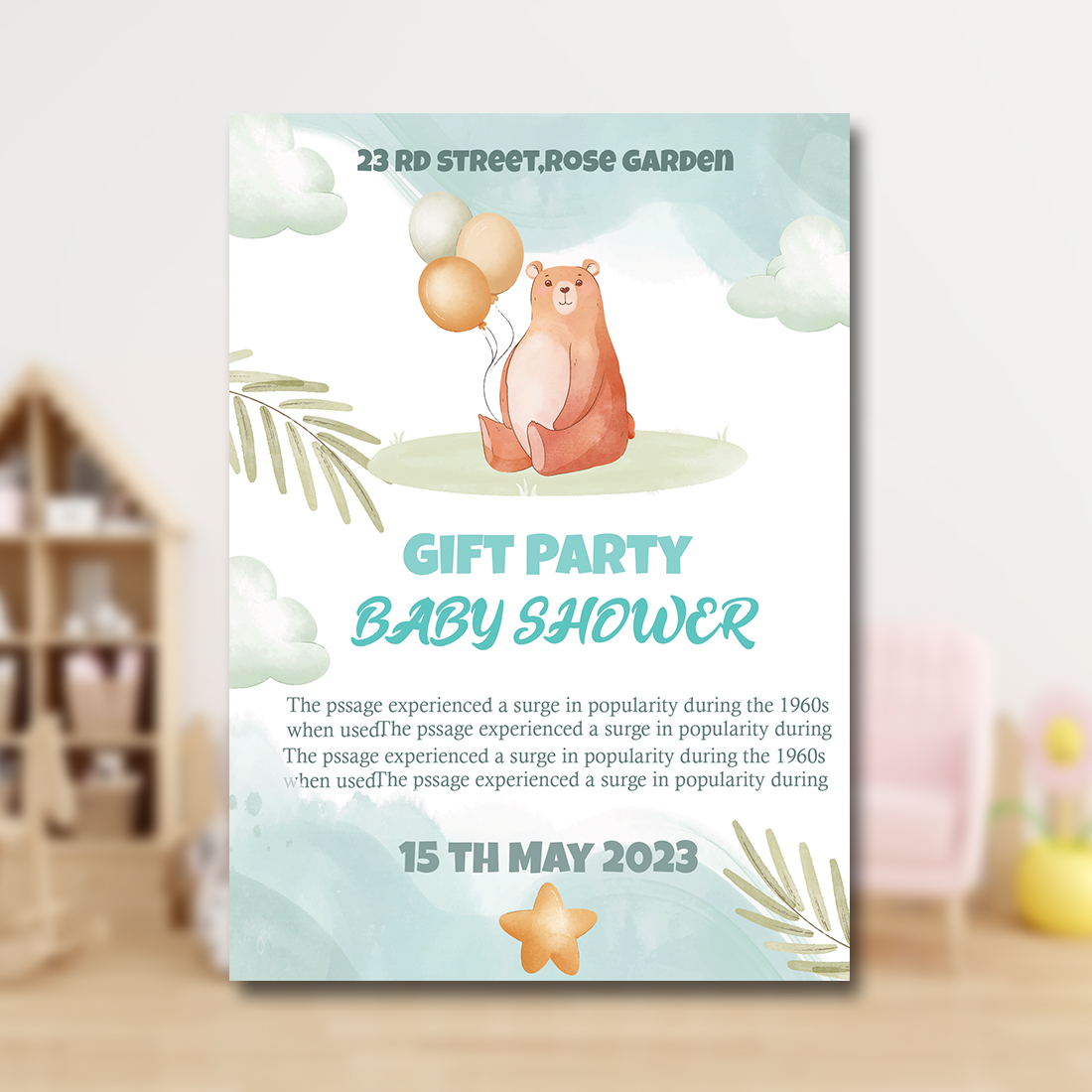 baby shower invitation preview image.