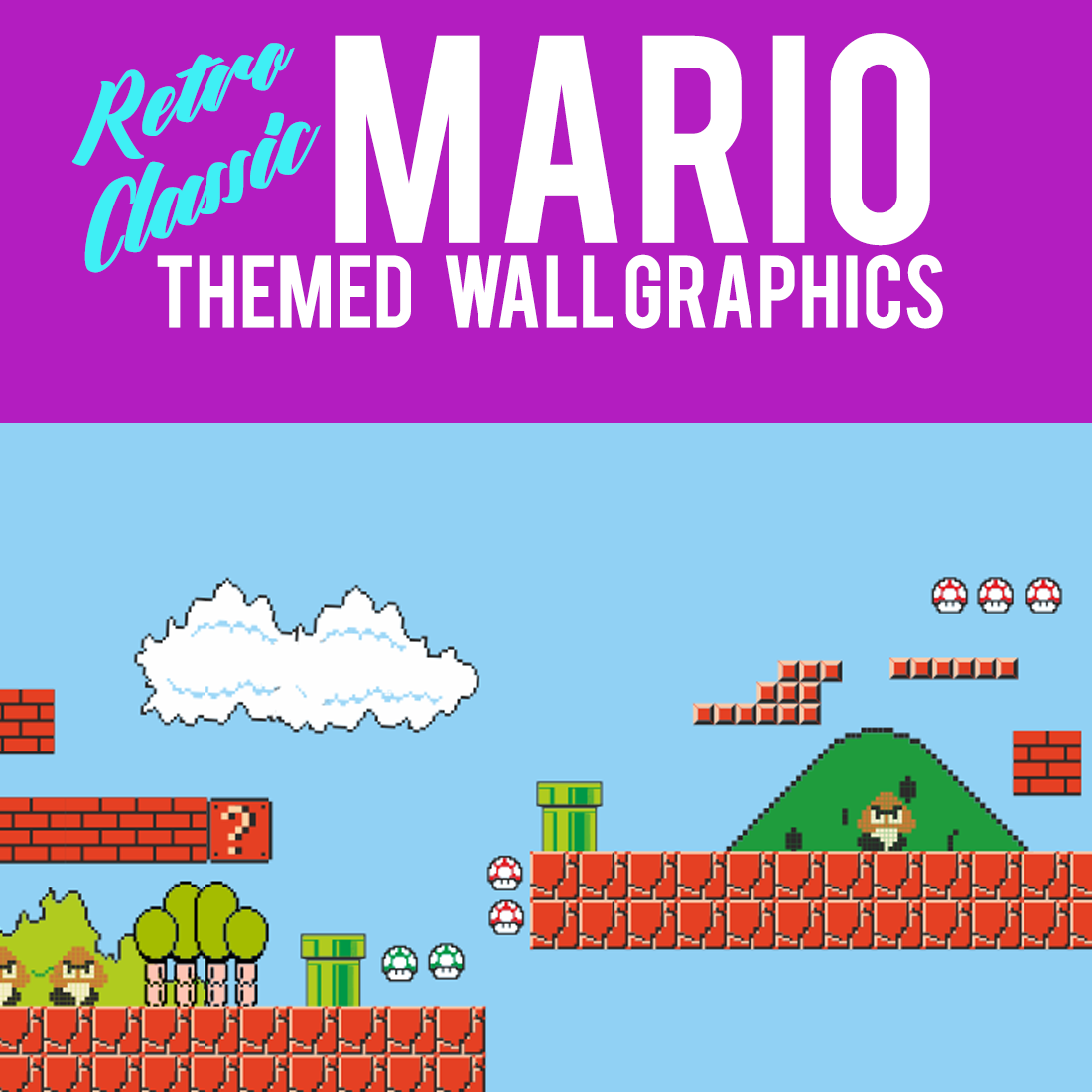 Mario Themed Retro Wall Graphics preview image.