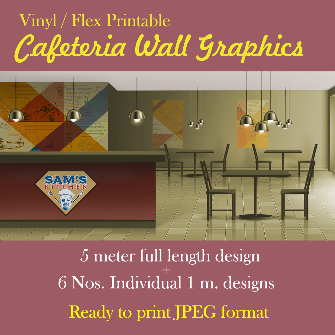 Cafeteria wall graphics preview image.
