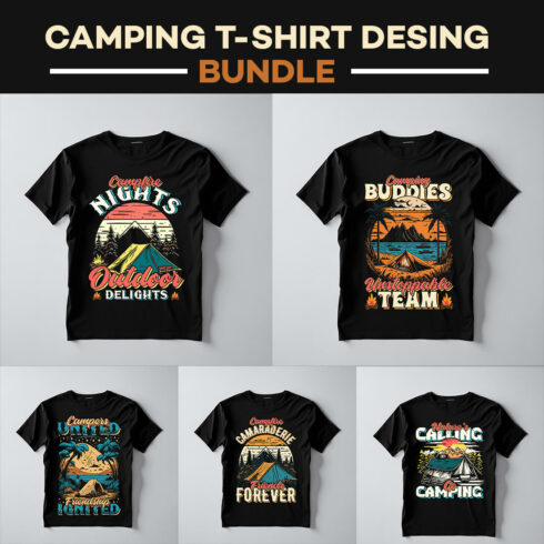 Vector camping vintage t shirt design Bundle cover image.