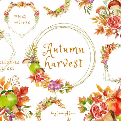 Autumn harvest clipart cover image.