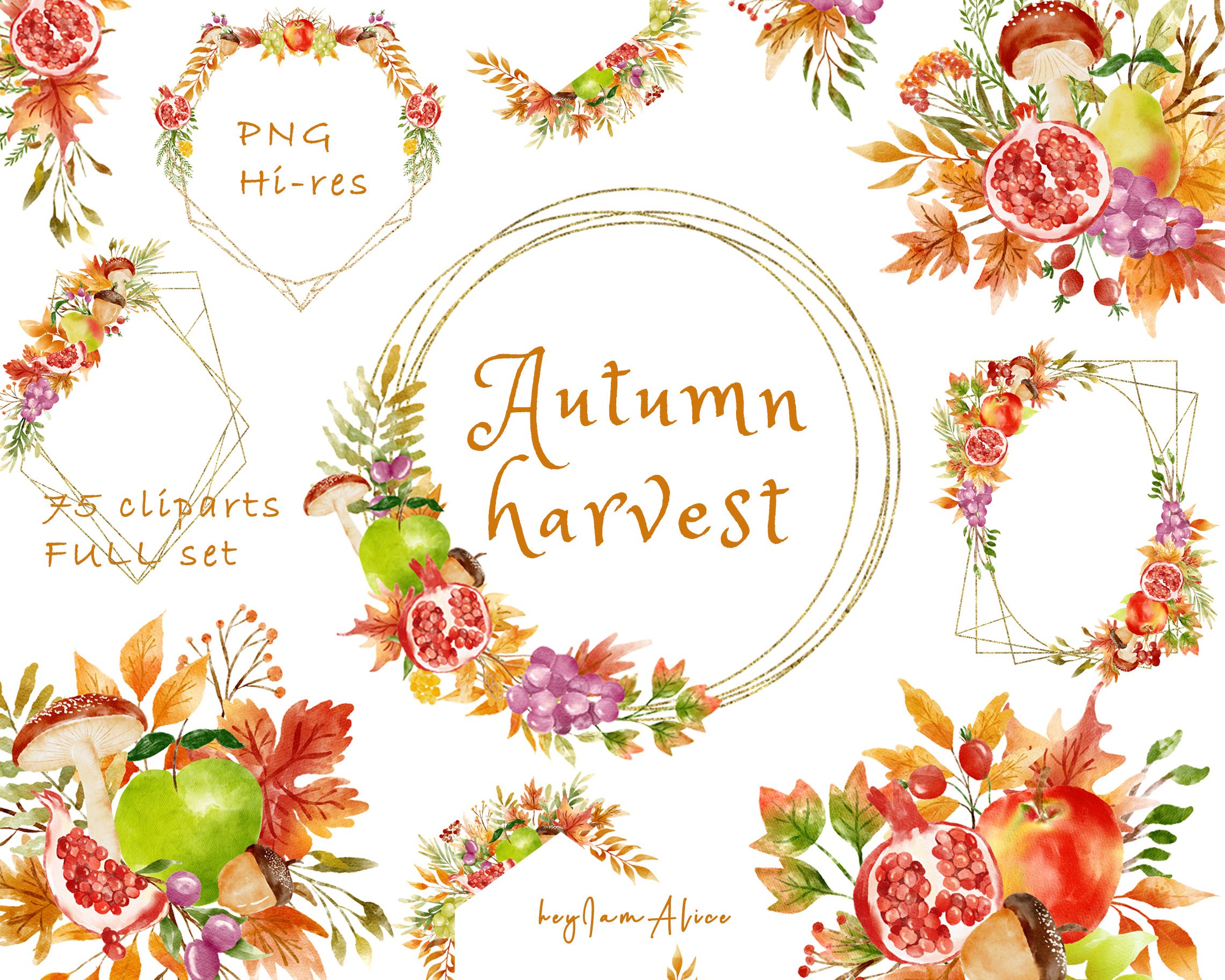 Autumn harvest clipart cover image.