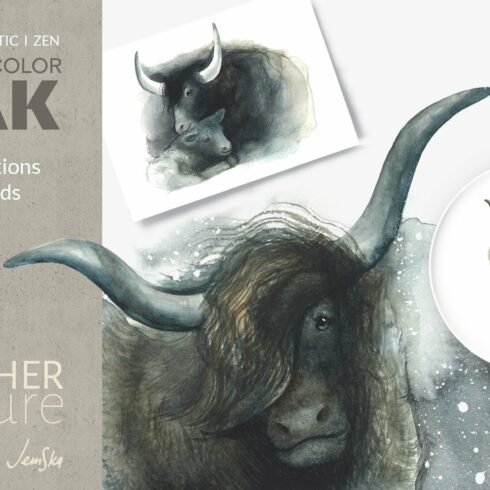 SET OF YAK WATERCOLOR ILLUSTRATIONS cover image.