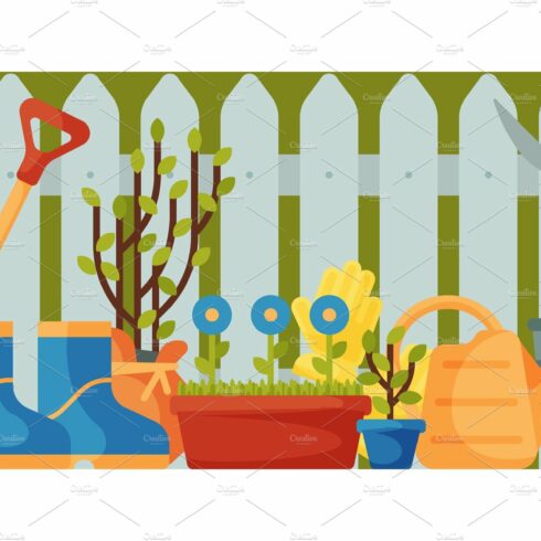 Garden fence with tools banner cover image.