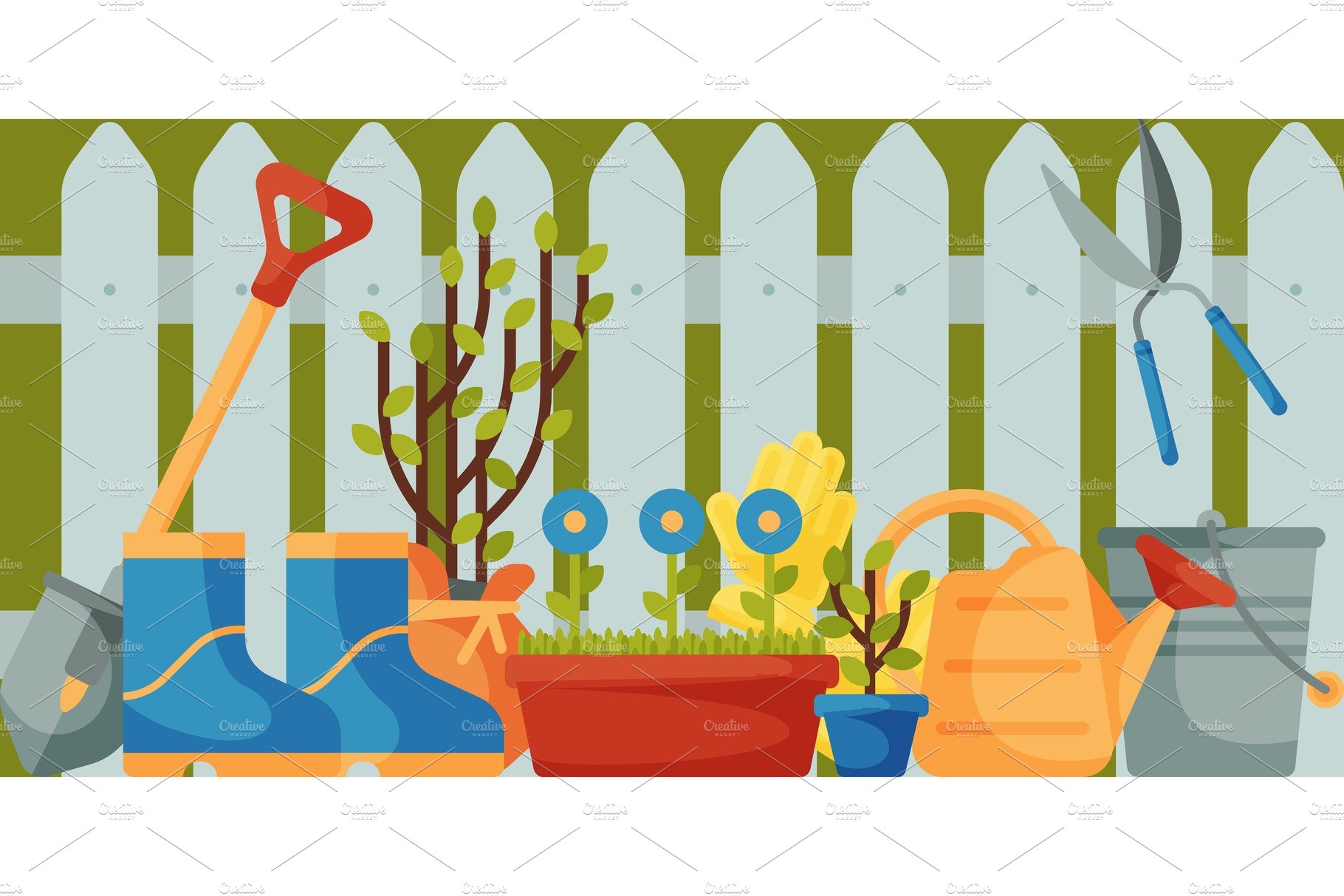 Garden fence with tools banner cover image.
