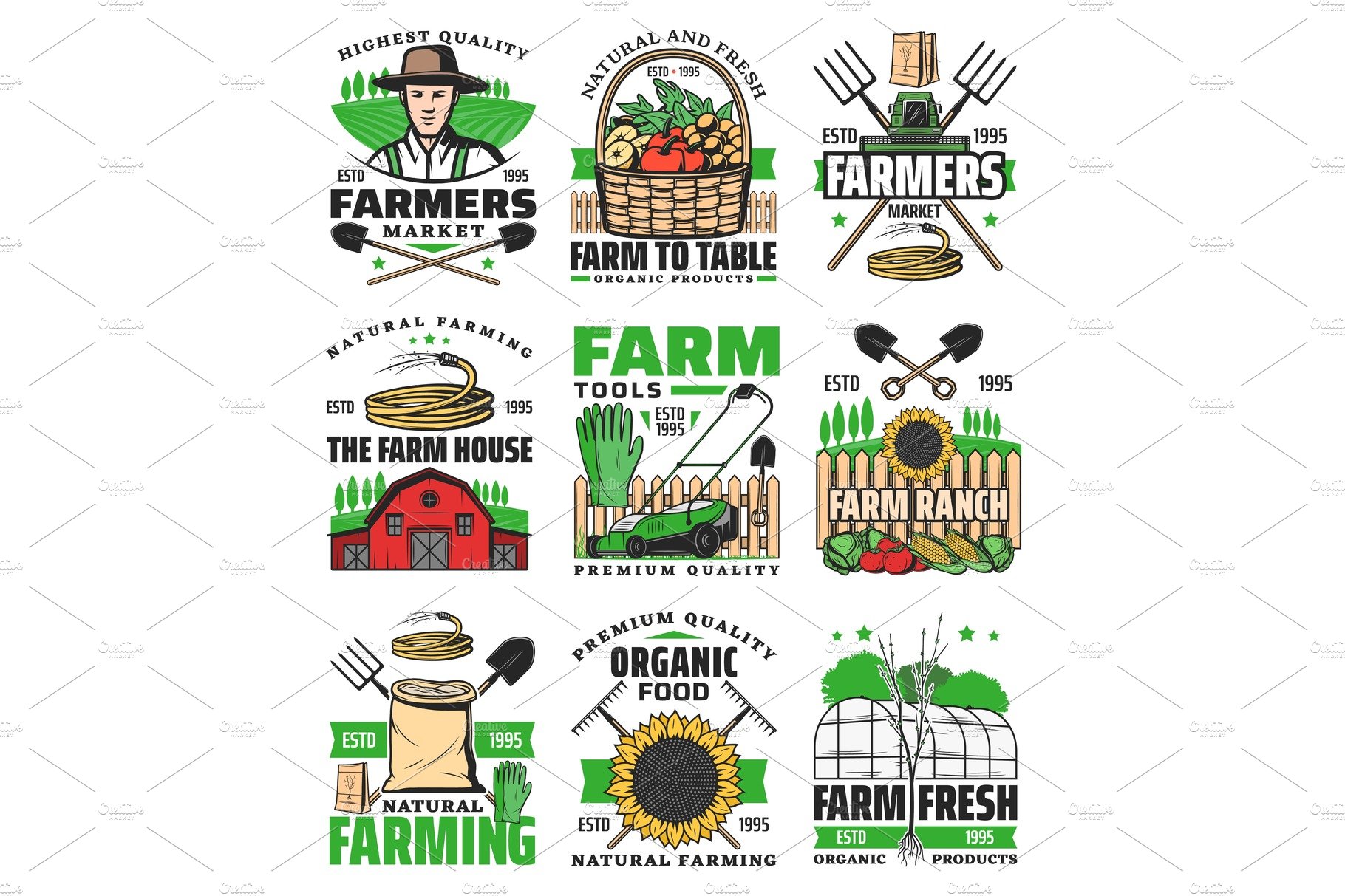 Farming agriculture icons cover image.