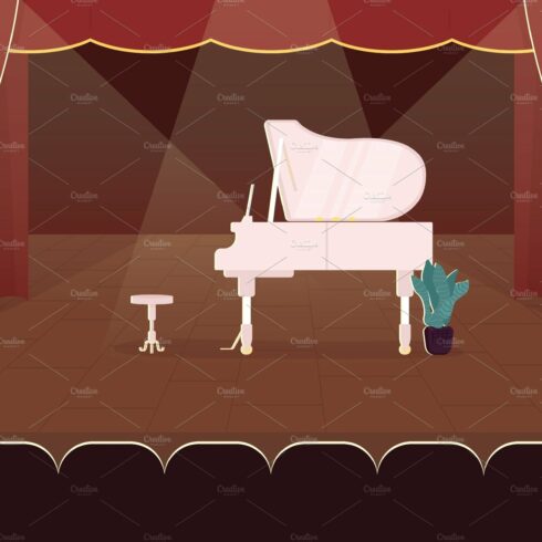 Piano concert flat illustration cover image.