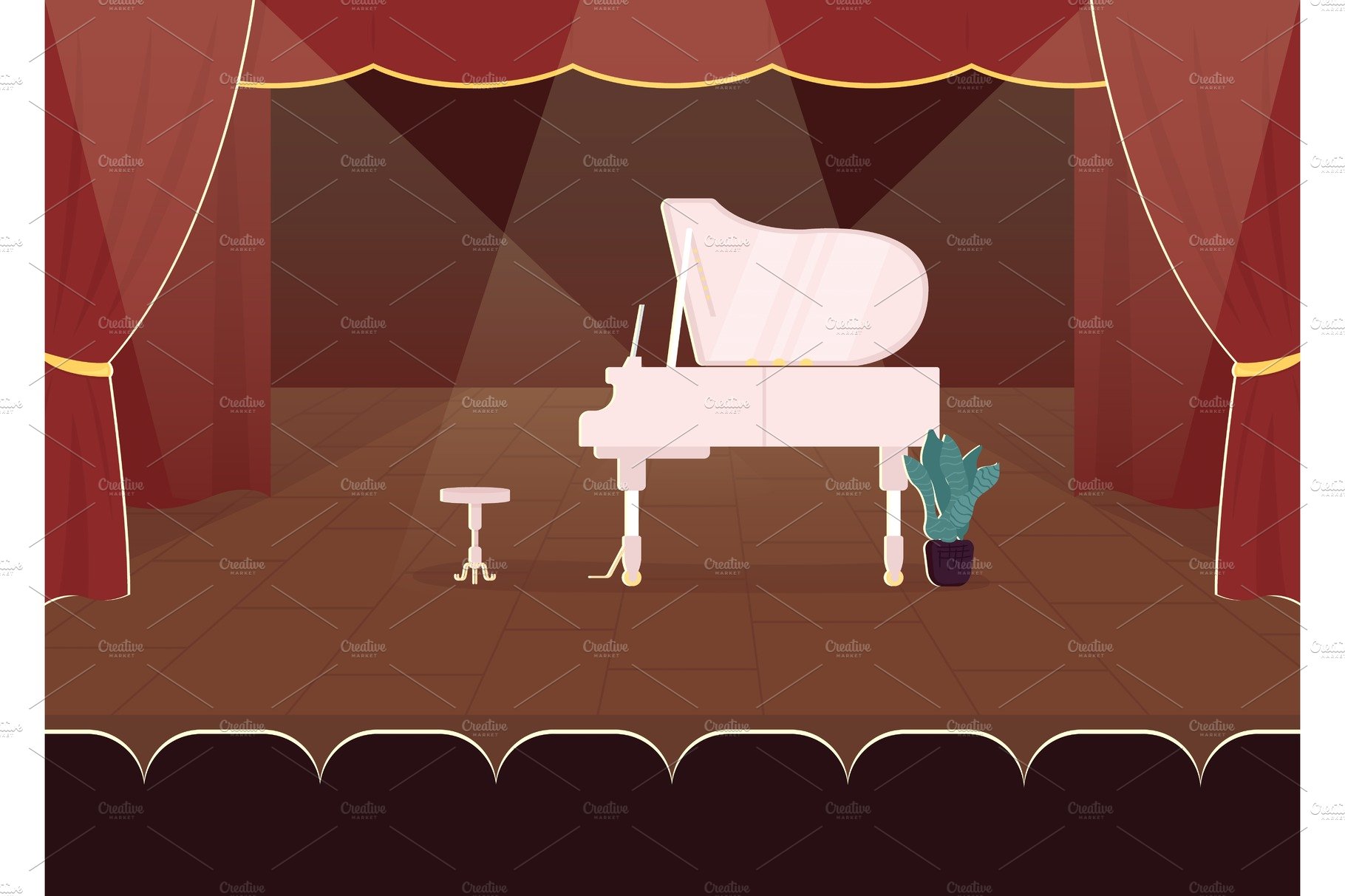 Piano concert flat illustration cover image.