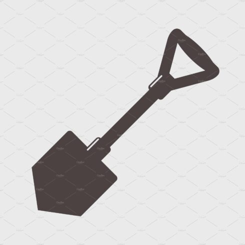 Shovel with handle tool icon on a gr cover image.