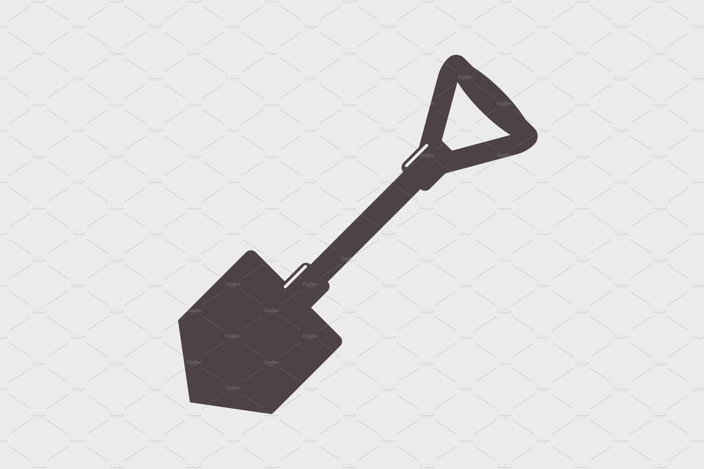 Shovel with handle tool icon on a gr cover image.