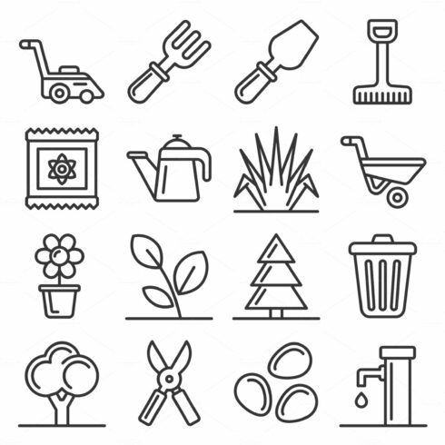 Gardening Icons Set on White cover image.
