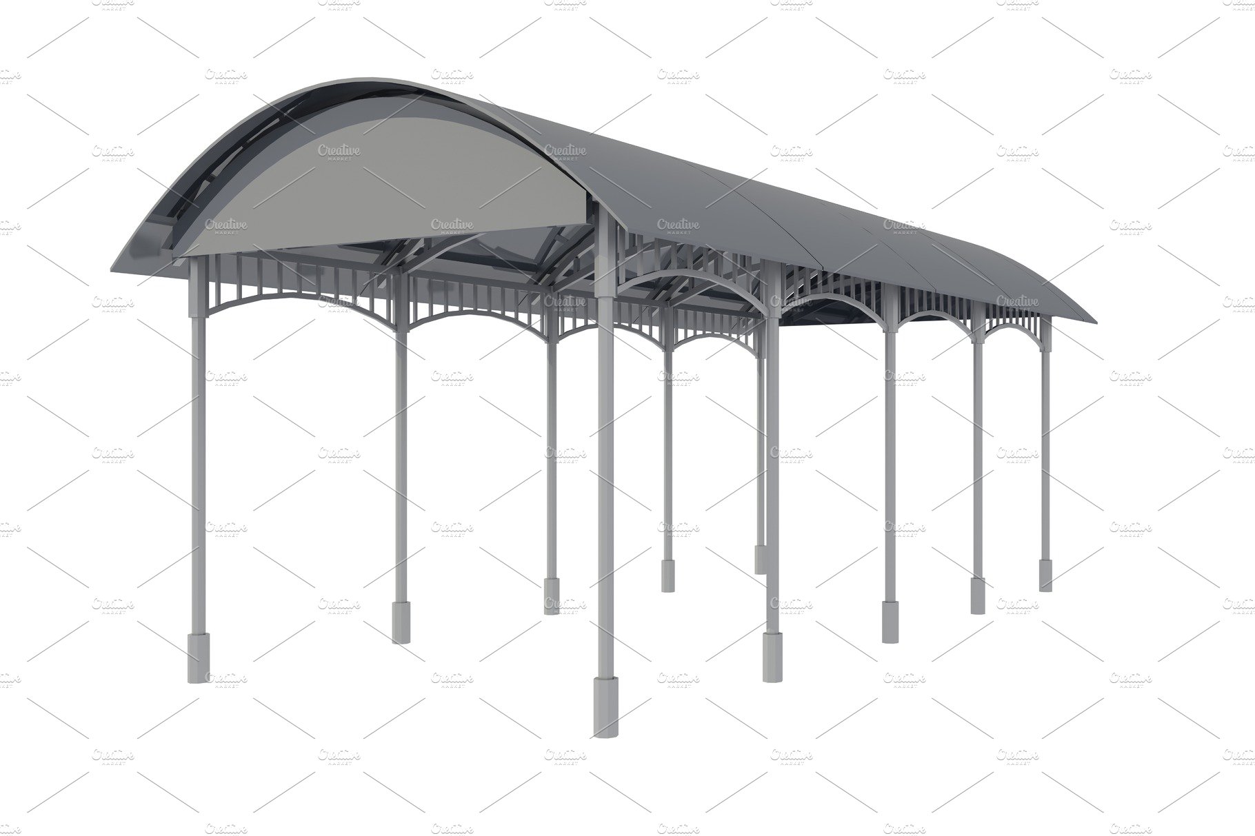 3D illustration of Metal canopy cover image.