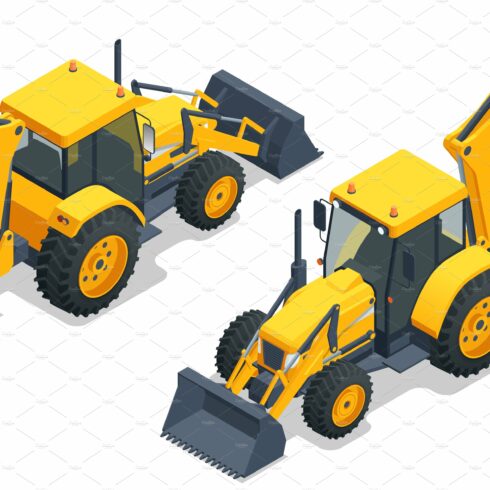 Isometric Yellow Tractor with cover image.