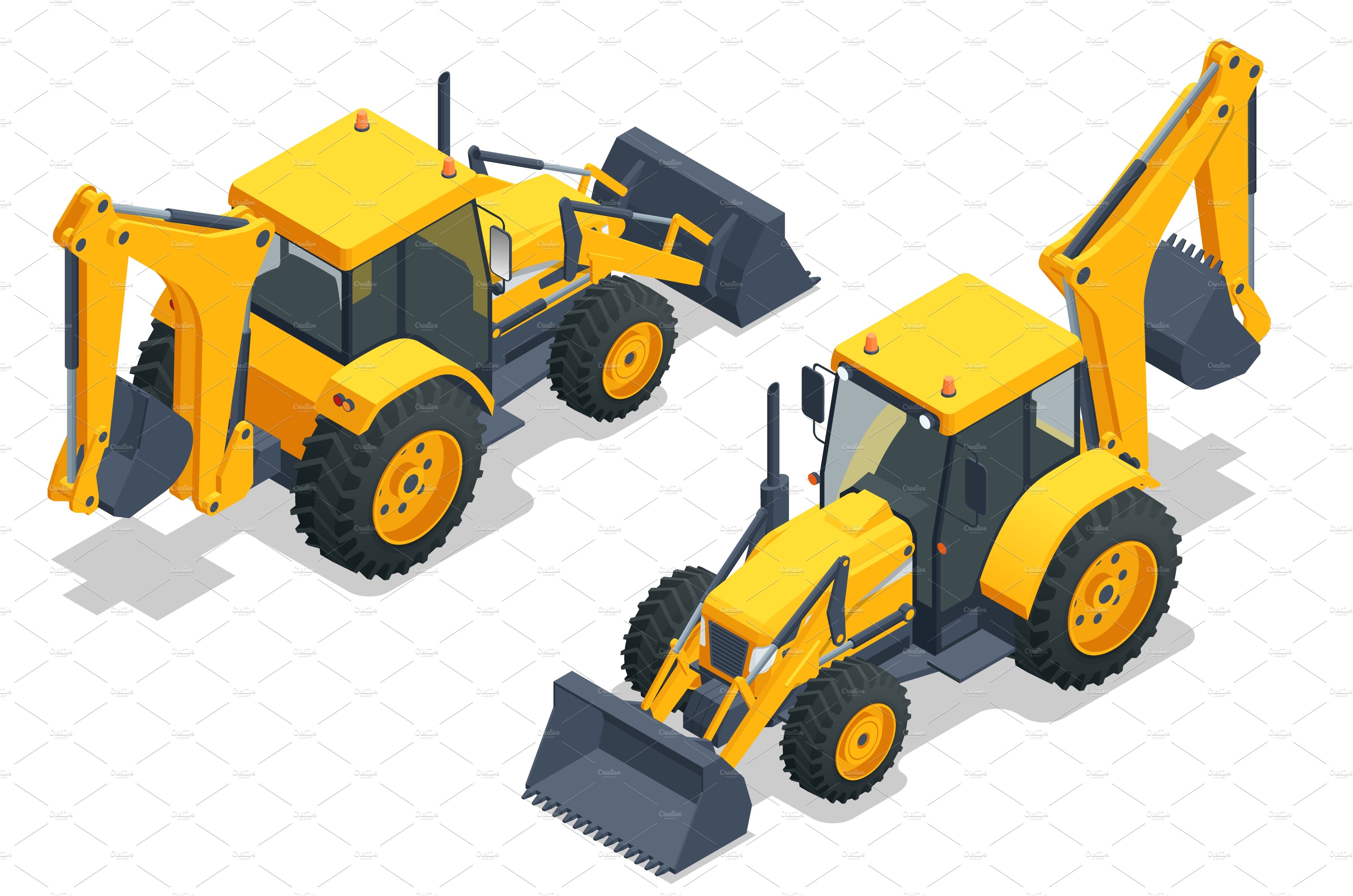 Isometric Yellow Tractor with cover image.