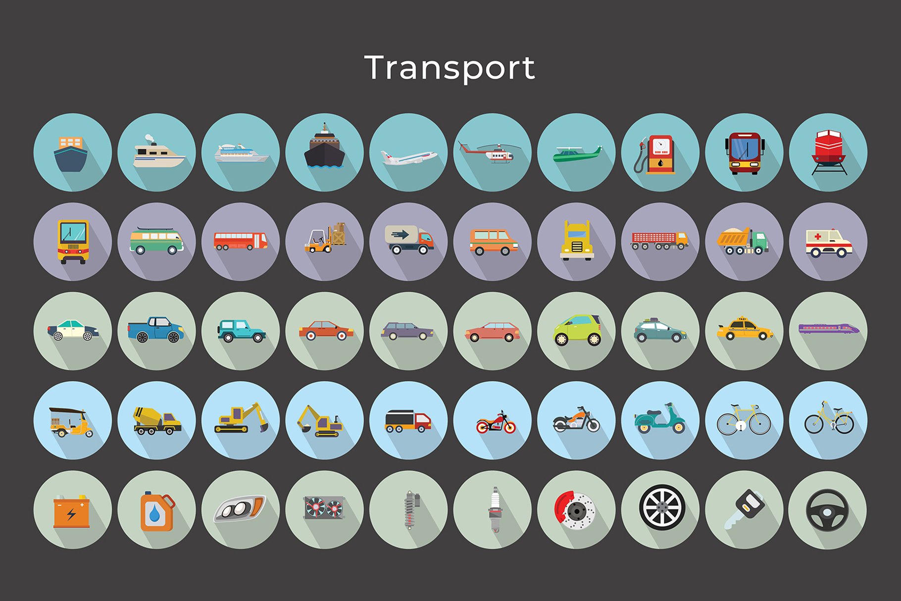 transport vector flat icons 5 177
