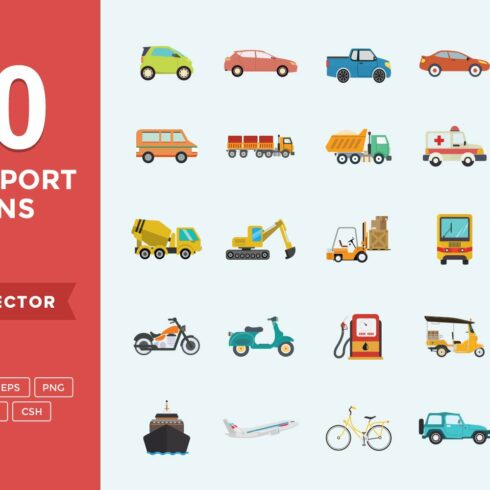 Flat Icons Transport Set cover image.