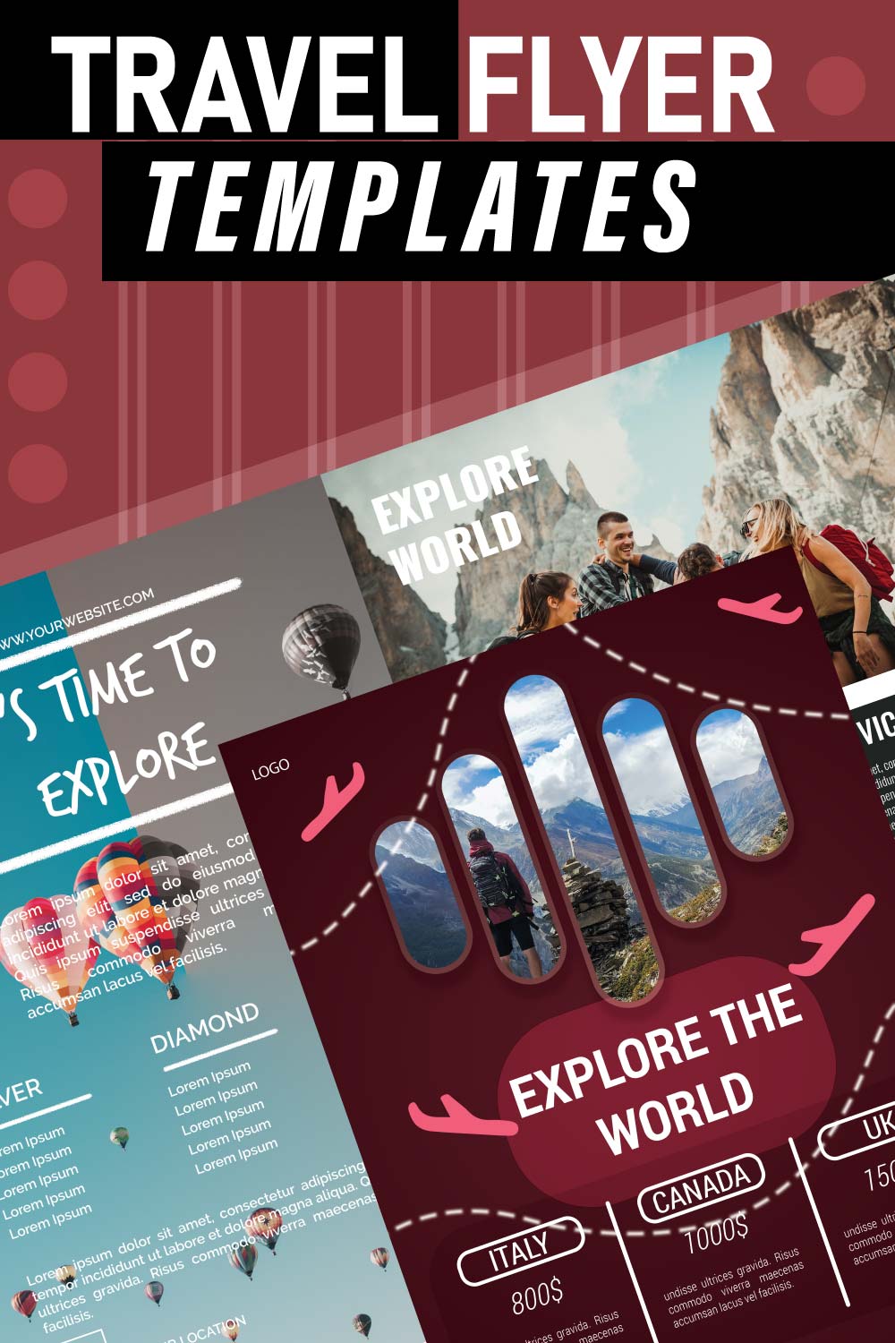 Travel Flyer Templates pinterest preview image.