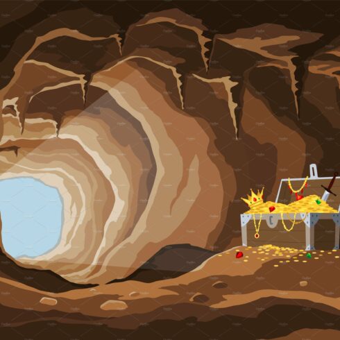 Treasure cave with crystals cover image.